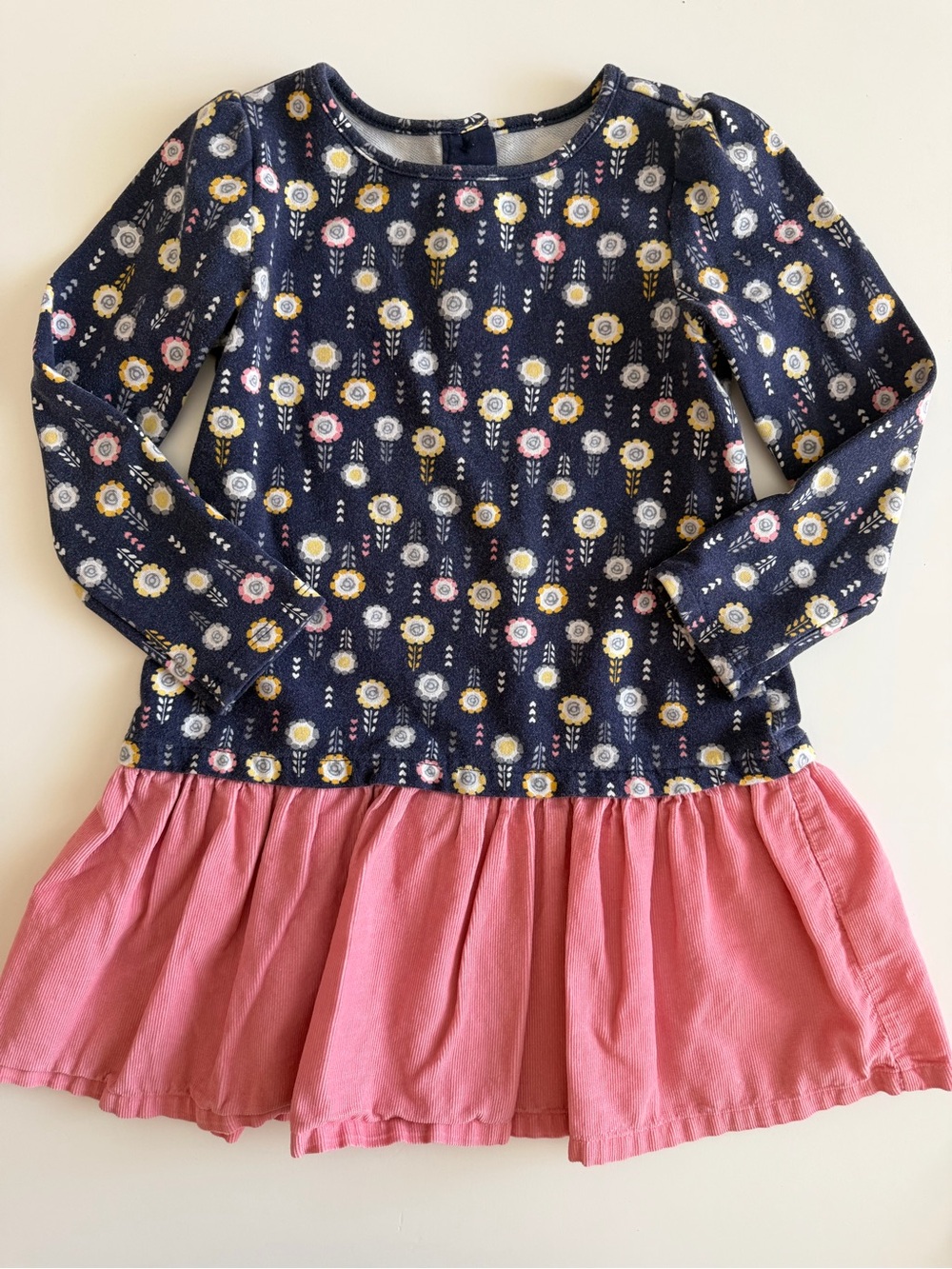 Gymboree Toddler Girl Long Sleeve Dress 3T Navy, Pink, Floral Pattern